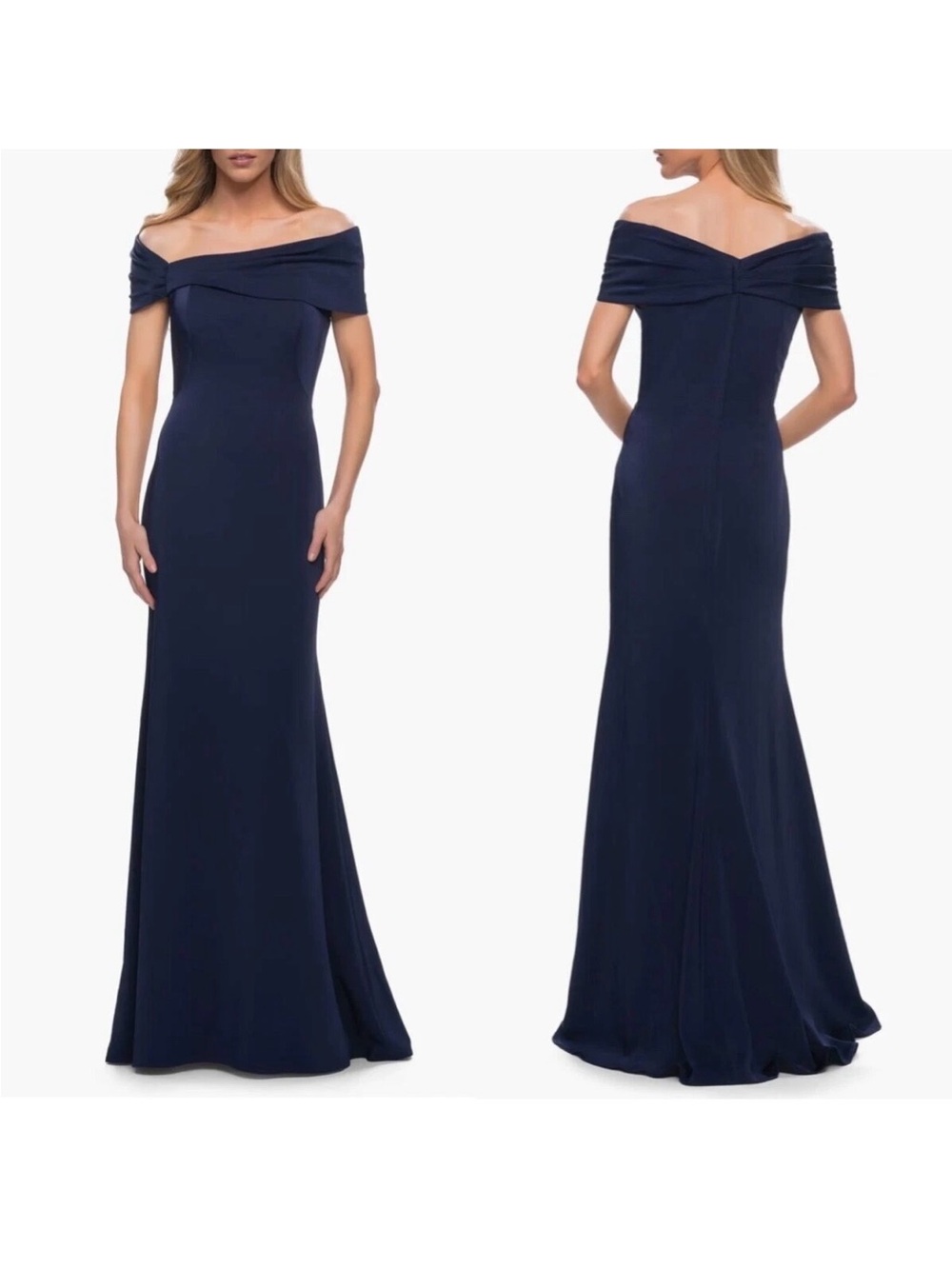 La Femme Women's Off Off-Shoulder Navy NWT